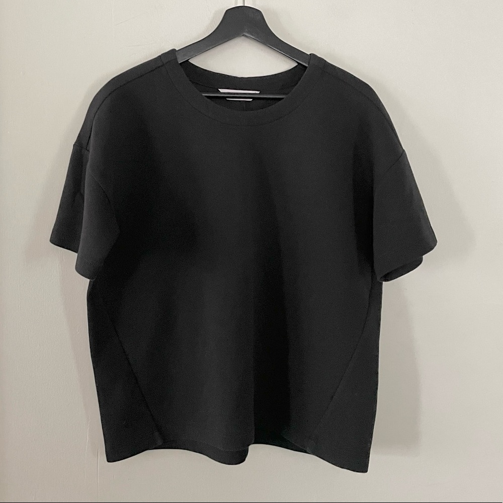Everlane Black Scuba Short Sleeve Boxy Sweatshirt Medium - Picture 2 of 6